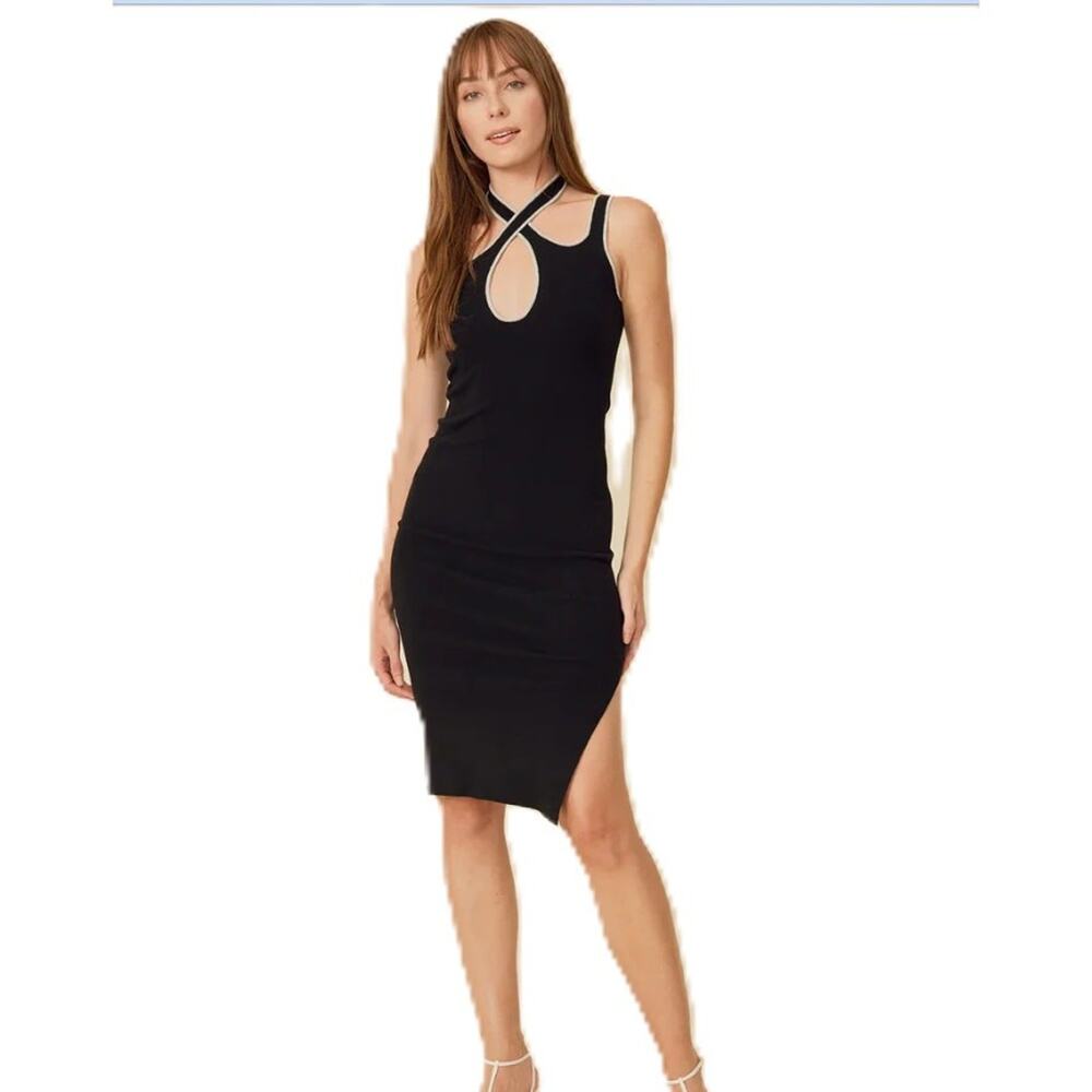 Black One Grey Day Twist Halter Neck Dress - Picture 9 of 9